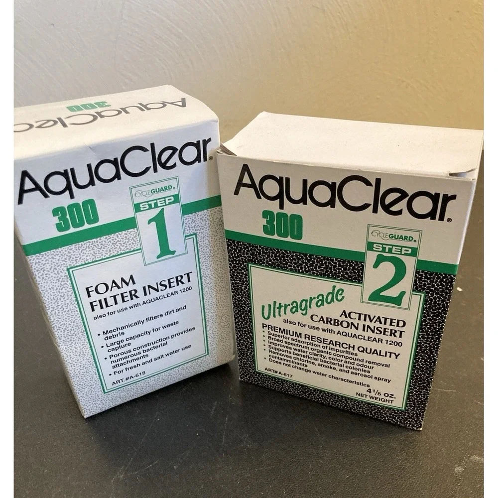 AquaClear 300 Cycle Guard‎ Foam Filter Insert + Ultragrade Carbon Insert NOS